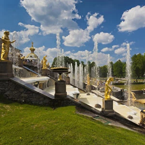 Russia, Saint Petersburg, Peterhof, Grand Cascade fountains