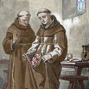 Saint Peter de Regalado (13901456). Friar Minor and reformer. Colored engraving
