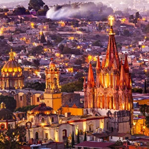 San Miguel de Allende, Mexico, Miramar, Overlook Parroquia Archangel Church Close Up