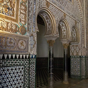 Spain, Seville. Alcazar (aka Reales Alcazares), Moorish / Mudejar fortress rebuilt as a palace