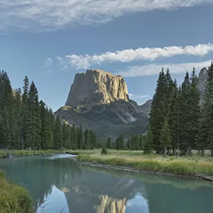 Squaretop Mountain reflected in Green River, Bridger Wilderness, Wind River Range, Wyoming