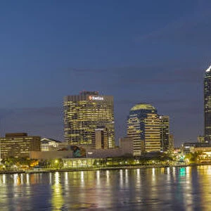 St. Johns River and Jacksonville Florida skyline at twilight Jacksonville, FL