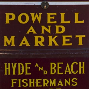 Street sign for Powell and Market, Hyde and Beach, and Fishermans Wharf