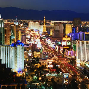USA, Nevada, Las Vegas. Overview of city at night. Credit as: Dennis Flaherty / Jaynes
