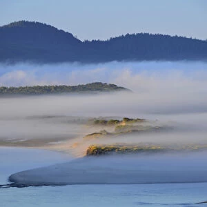USA, Oregon. Morning fog over Netarts Bay