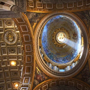 Vatican Inside Small Dome Shaft of Light Ceiling Saint Peters Basilica Michelangelo