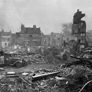 Blitz in London -- a typical bomb site, WW2