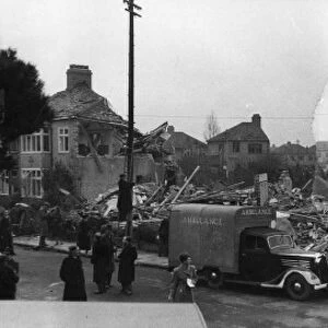 Bomb damage in Brampton Road, Bexleyheath, WW2