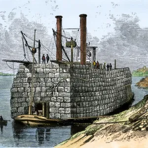 Balle di cotone su una barca fluviale, 1800. Balle di cotone su una barca fluviale, 1800.