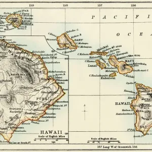 1870s Hawaii Islands Color Lithograph Print 1870s Hawaii Islands Color Lithograph Print
