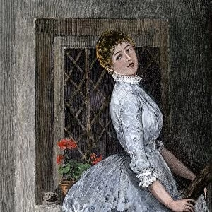 Woman on a staircase, 1800s