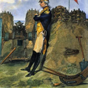 (1755-1804). Hamilton at Yorktown in 1781. Steel engraving, 1858, after a painting by Alonzo Chappel