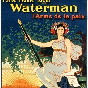 AD: WATERMAN PEN, 1919. Advertisement for Waterman fountain pens, the weapon of peace