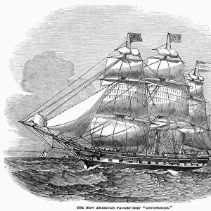 AMERICAN PACKET SHIP, 1848. John Griswold Lines new packet ship Devonshire, built for the London route. Wood engraving from an English newspaper of 1848