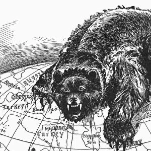 ANTI-RUSSIAN CARTOON, 1890. The Russian bear moves through central Asia to threaten Afghanistan