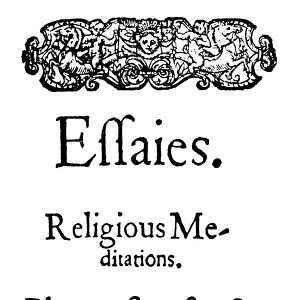 BACON: TITLE-PAGE, 1598. Title-page of the first edition of Sir Francis Bacons Essaies
