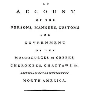 BARTRAM: TITLE PAGE, 1791. Title page of An Account of the Persons, Manners, Customs