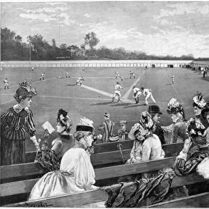 BASEBALL GAME, 1889. A Collegiate Game of Base-Ball. Spectators at a baseball game