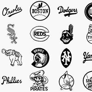 BASEBALL LOGOS. Various logos of American baseball teams, c1955