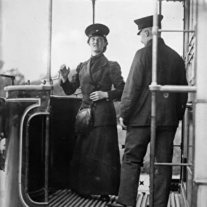 BERLIN: CONDUCTOR, c1910. A female train conductor in Berlin, Germany. Photograph