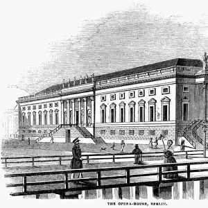 BERLIN: OPERA HOUSE, 1843. The opera house in Berlin, Germany. Wood engraving, 1843