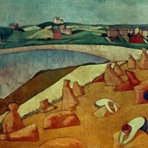 BERNARD: HARVEST, 1891. Emile Bernard: Harvest near the Sea. Oil, 1891