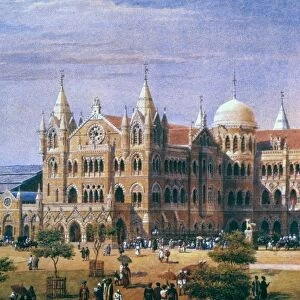 BOMBAY RAILROAD STATION. The Great Indian Peninsula Railway Terminus in Bombay, built 1877-87