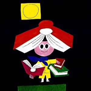 BOOK WEEK, c1960. Explore with books. Lithograph by Paul Rand, c1960