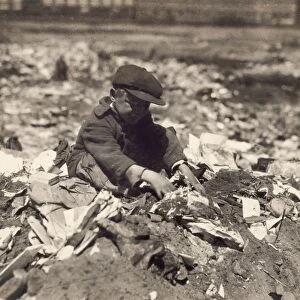 BOY PLAYING IN DUMP, 1916. Pleasant Street Dump, Fall River, Massachusetts