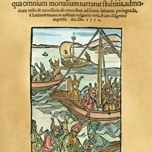BRANT: SHIP OF FOOLS, 1570. Woodcut title page of an English edition of Sebastian