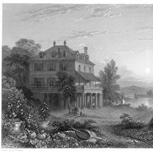 BYRON: VILLA DIODATI, 1816. The Villa Diodati in Cologny, near Geneva, Switzerland, residence of Lord Byron and the Shelley entourage in 1816. Steel engraving, 1833