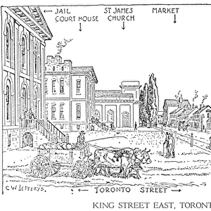C. W. JEFFERYS: TORONTO, 1840. King Street East, Toronto, 1840. Illustration by C