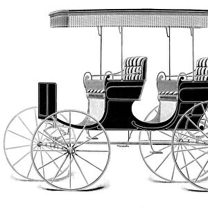 CARRIAGE: SURREY. Surrey with fringed canopy top. Line engraving, 1894