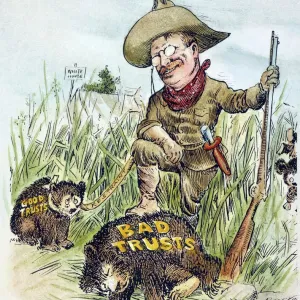 T.R. Slaying the Trusts Print, 1909 T.R. Slaying the Trusts Print, 1909