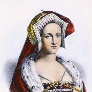 CATHERINE HOWARD (1520?-1542). Fifth queen of King Henry VIII of England. Lithograph