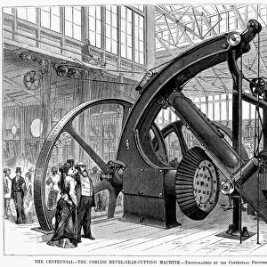 CENTENNIAL FAIR, 1876. The Corliss Engine at the Centennial fair in Philadelphia, Pennsylvania. Wood engraving from a contemporary American newspaper