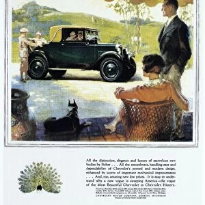 CHEVROLET AD, 1927. Chevrolet automobile advertisement from an American magazine, 1927