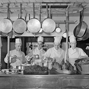 CHICAGO: KITCHEN, 1943. Cooks in the kitchen of one of the Fred Harvey restaurants