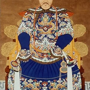 Chinese emperor, 1661-1722. Painting on silk by an unidentified artist of the Ch ing Dynasty, 19th century