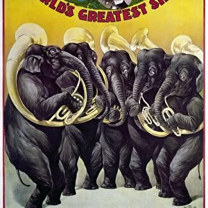 CIRCUS POSTER, c1899. American poster, c1899, for Ringling Brothers Circus, featuring an elephant brass band