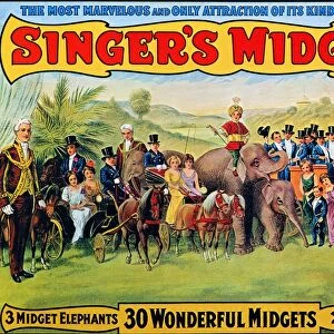 CIRCUS POSTER, c1910. American circus poster, c1910, featuring Singers Midgets