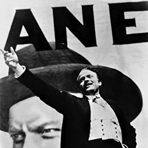 CITIZEN KANE, 1941. Orson Welles in the title role of Charles Foster Kane in the film Citizen Kane, 1941