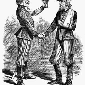 CIVIL WAR: CARTOON, 1865. An 1865 English cartoon by John Tenniel on the anticipated reconciliation between North and South following the end of the American Civil War