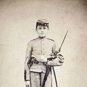 CIVIL WAR: SOLDIER. An unidentified youthful Confederate private, c1863. Original carte-de-visite photograph