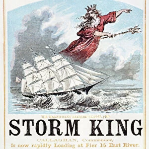CLIPPER SHIP AD, c1848. American advertising poster for the clipper ship Storm King, c1848