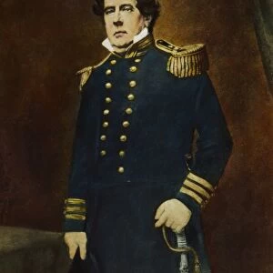 COMMODORE MATTHEW PERRY (1794-1858). American naval officer. Oil over a photograph