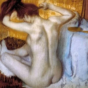 DEGAS: BATHING, 1885. After Bathing. Oil on canvas by Edgar Degas, 1885