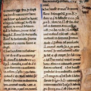 DOMESDAY BOOK, c1086. Page from the Cambridge Inquest, c1086, summarized in the