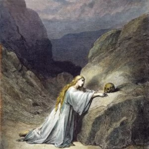 DOR├ë: MARY MAGDALENE. The penitent Mary Magdalene (Luke 7: 47). Wood engraving after Gustave Dor