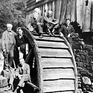 EDISON & FREINDS, 1918. Thomas Edison and friends on a camping trip at an old grist